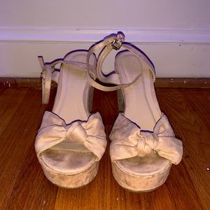Cream wedges, size 6 1/2, 3” heel